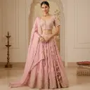 Women's Blush Pink Embroidered Lehenga Choli Set with Dupatta for Weddings, Sangeet and Festive Wear