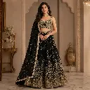 Women's Black Embroidered Lehenga Choli with Matching Dupatta