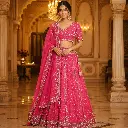 Women's Rani Pink Embroidered Lehenga Choli Set with Designer Blouse and Dupatta