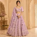 Women's Lavender Embroidered Lehenga Choli with Designer Blouse and Dupatta