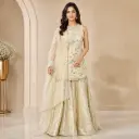 Premium Ivory Embroidered Palazzo Suit Set with Dupatta,Floral Handwork Party Wear Ethnic Festive Wedding Outfit for Women