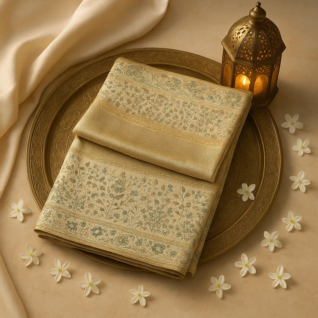 Exquisite Gold Zari Banarasi Silk Saree with Floral Brocade 
