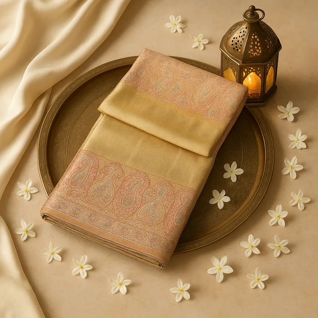 Exquisite Royal Gold Kanjeevaram Saree With Ornate Paisley Border 