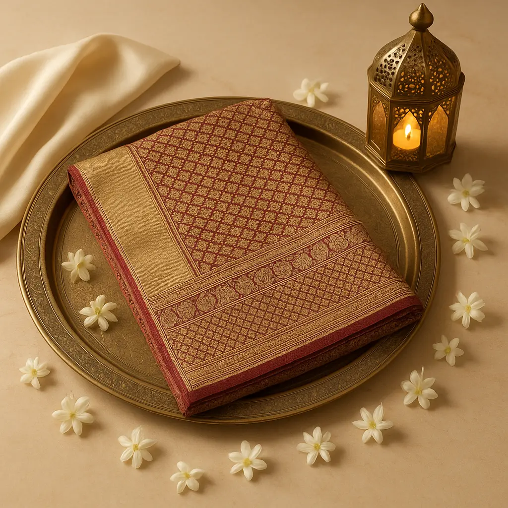 Exquisite Royal Red and Gold Handwoven Silk Banarasi Saree