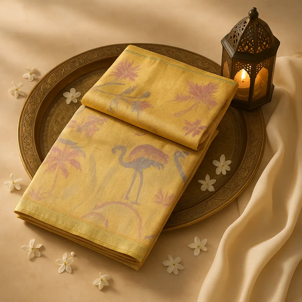 Exquisite Gold Zari Woven Designer Saree with Floral Motifs