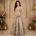 Women’s Pastel Floral Embroidered Gown with Dupatta, Designer Ethnic Party Wear Dress