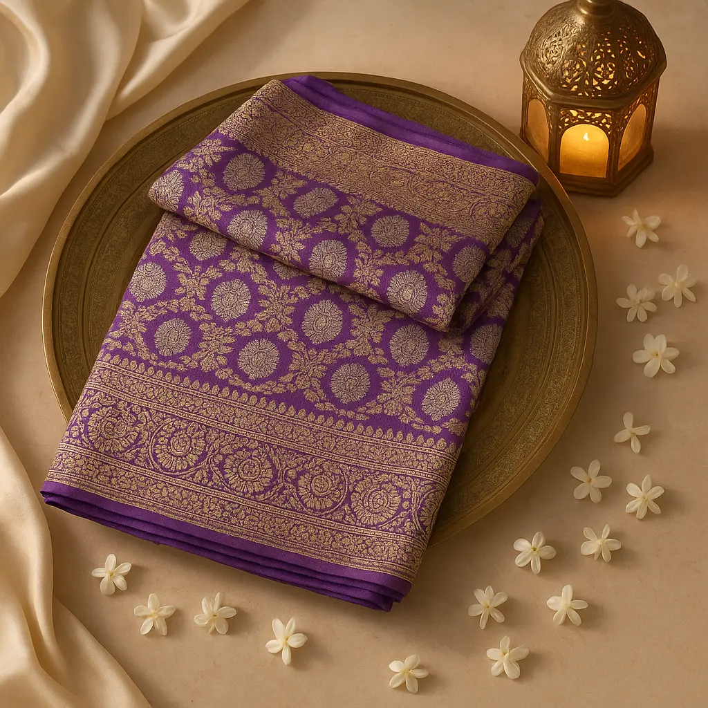 Royal Purple Silk Saree with Traditional Gold Zari Weave