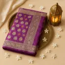 Exquisite Purple Silk Saree with Traditional Zari Floral Motifs 