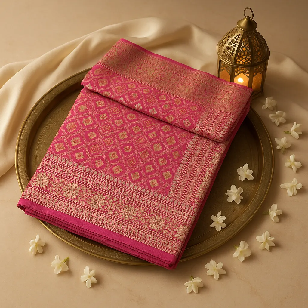 Exquisite Fuchsia Pink Handwoven Silk Saree with Intricate Zari
