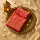 Elegant Red Silk Saree with Traditional Gold Zari Border 