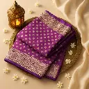 Exquisite Purple Banarasi Silk Saree with Traditional Zari Border