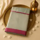 Elegant Pastel Blue Silk Saree with Traditional Zari Border