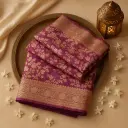 Elegant Deep Magenta Banarasi Silk Saree with Zari Border