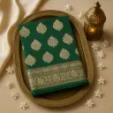 Emerald Green Luxury Silk Saree with Intricate Zari Weave