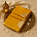 Mustard Yellow Silk Saree with Gold Zari Circular Motifs 
