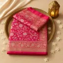 Exquisite Fuchsia Pink Handwoven Banarasi Silk Designer Saree