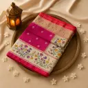 Magenta Silk Saree with Elegant Floral Zari Border 