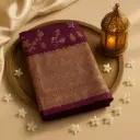 Elegant Purple Silk Designer Saree with Traditional Zari Weaving 