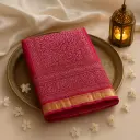 Exquisite Fuchsia Gaji Silk Bandhani Saree with Zari Border
