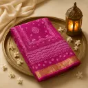 Magenta Handcrafted Bandhani Silk Saree with Rich Zari Border