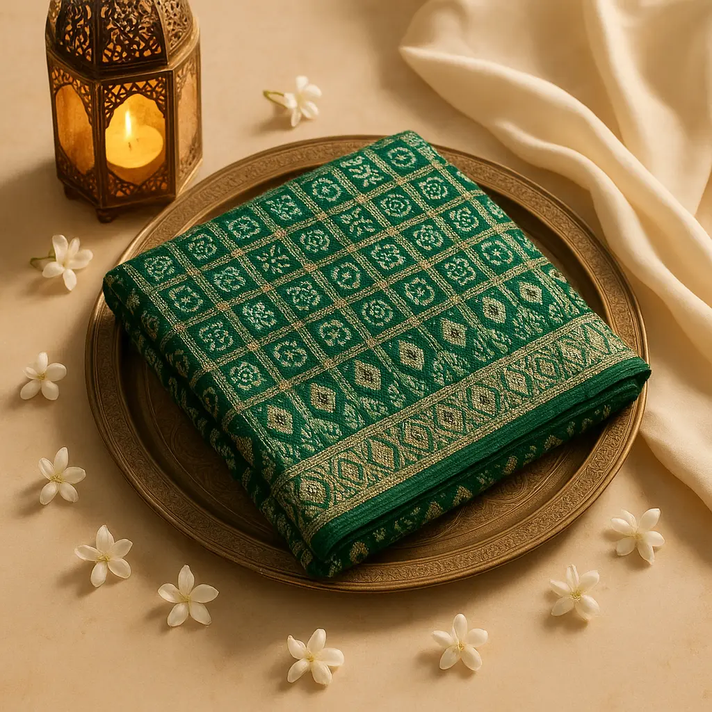 Elegant Green Bandhani Saree with Traditional Zari Border