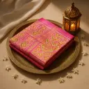 Exquisite Pink Traditional Ikat Silk Saree with Zari Border
