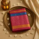 Elegant Pink and Blue Handloom Ikat Silk Saree
