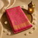 Elegant Pink Traditional Handloom Silk Saree with Zari Border