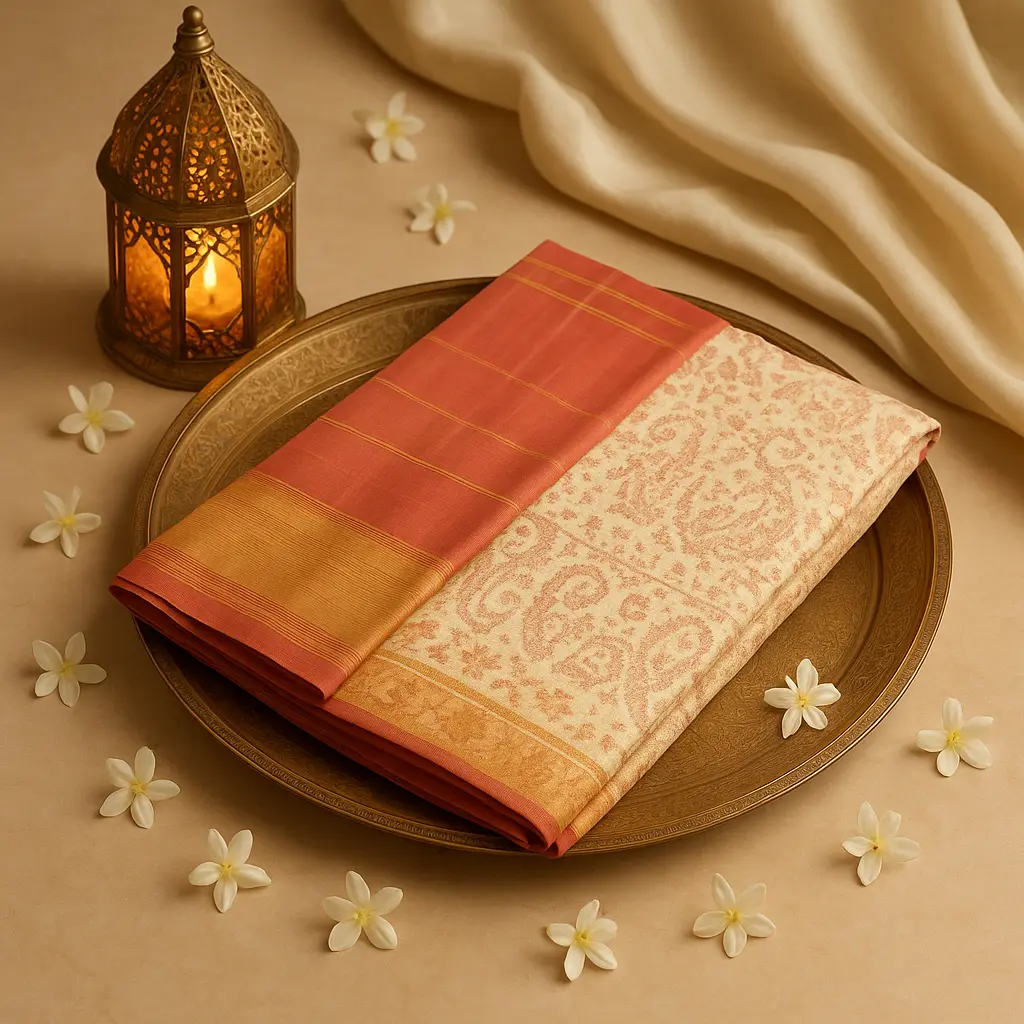 Elegant Traditional Ikat Silk Saree with Rich Zari Border