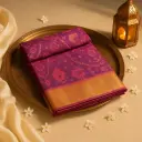 Elegant Purple Silk Ikat Saree with Traditional Elephant Motifs