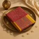 Elegant Maroon and Mustard Patola Silk Designer Saree