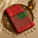 Luxury Handcrafted Red and Green Patola Silk Saree