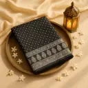 Elegant Black Bandhani Saree with Traditional Lucknowi Border