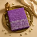 Elegant Purple Bandhani Saree with Intricate Lucknowi Embroidery Border