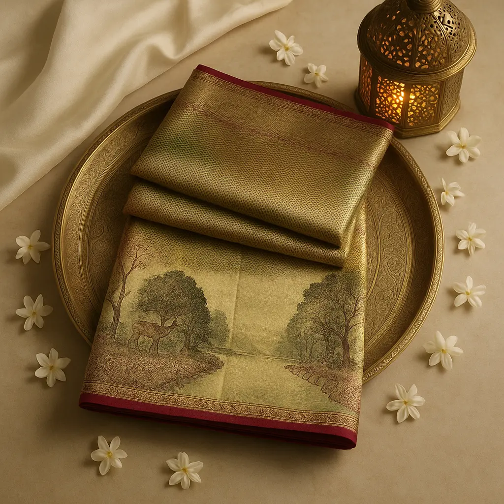 Luxurious Tissue Silk Saree with Traditional Meenakari Work