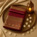 Elegant Maroon Meena Brocade Silk Saree with Elephant Border
