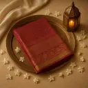 Elegant Maroon Silk Brocade Saree with Traditional Zari Border