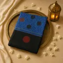 Premium Indigo Ajrakh Saree with Classic Polka Dot Print