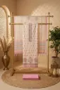 Cream and Blush Pink Floral Unstitched Silk Suit Material