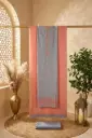 Pastel Grey and Peach Silk Unstitched Dress Material Suit