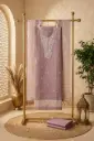 Dusty Mauve Handloom Silk Embroidered Unstitched Suit Material