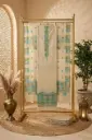 Beige Handloom Silk Unstitched Suit Material with Geometric Weave