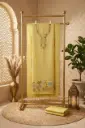 Pastel Yellow Embroidered Linen Unstitched Dress Material Suit Set