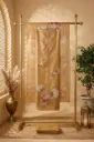 Golden Beige Handloom Silk Floral Unstitched Suit Material