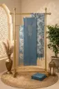 Dusty Blue Embroidered Linen Unstitched Dress Material Suit Set