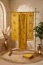 Mustard Yellow Silk Unstitched Suit with Bird Tree Embroidery