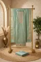 Designer Mint Green Unstitched Silk Salwar Suit Material
