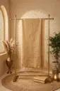 Beige Woven Silk Unstitched Salwar Suit Material