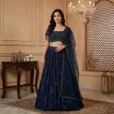 Midnight Blue Cutdana n Sequin Embroidered Designer Lehenga Set