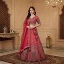 Rani Pink Embroidered Silk Designer Lehenga Choli Set